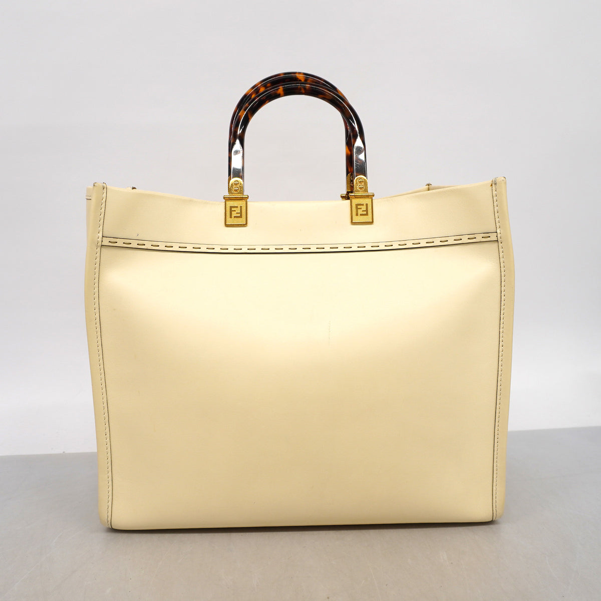 【6ka0227】フェンディ トートバッグ サンシャイン レザー アイボリー ゴールド金具 2wayバッグ【中古】レディース
