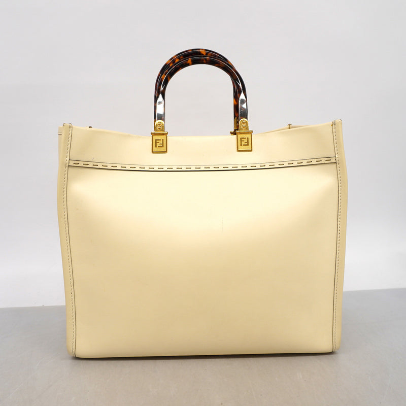【6ka0227】フェンディ トートバッグ サンシャイン レザー アイボリー ゴールド金具 2wayバッグ【中古】レディース