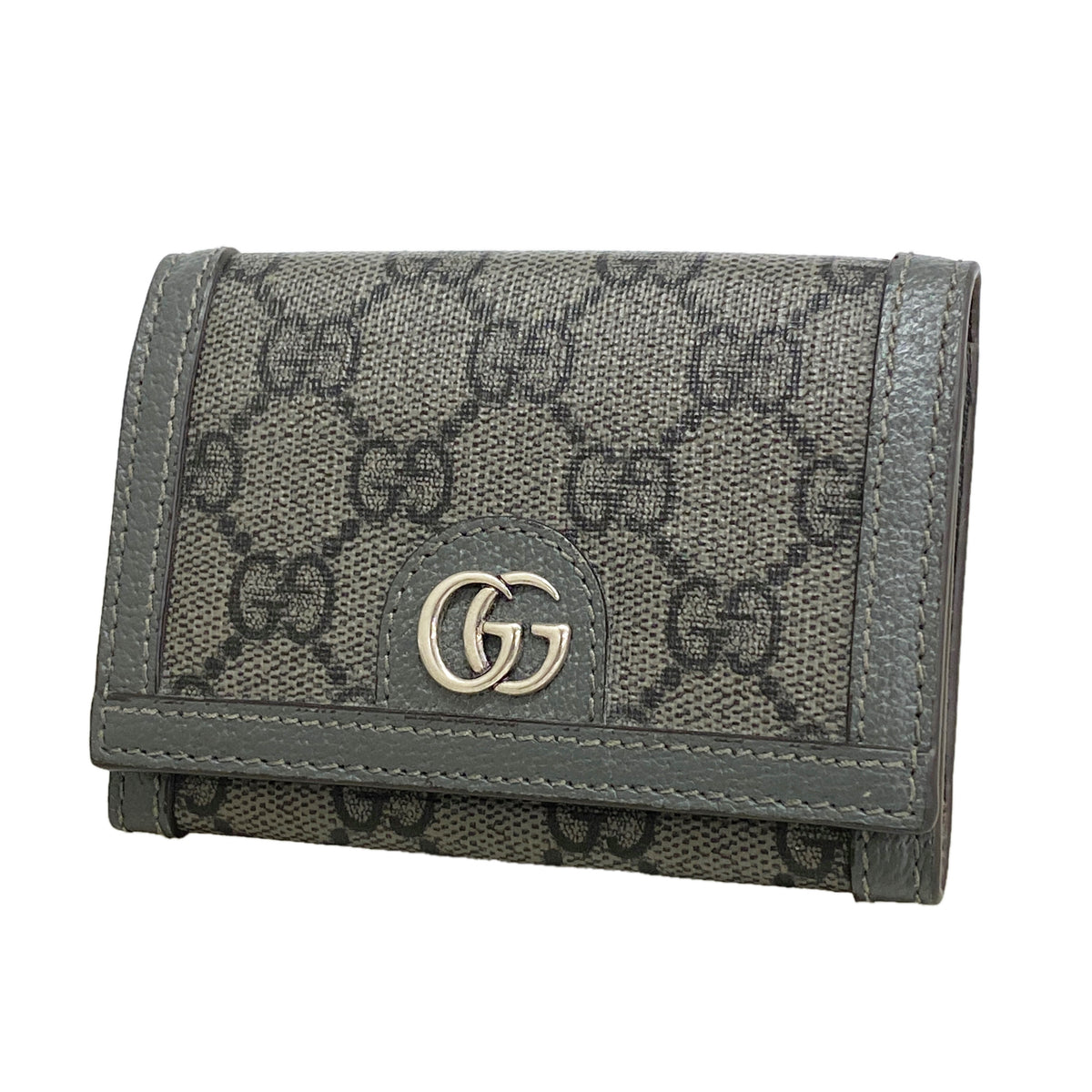 【6ka0241】グッチ カードケース GGスプリーム 732025 PVC グレー シルバー金具【中古】メンズ