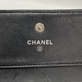 【6ka0250】シャネル 三つ折り財布 カメリア ラムスキン ブラック シルバー金具【中古】レディース