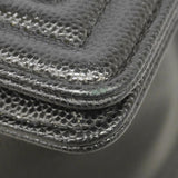 【6ka0260】シャネル ショルダーバッグ ボーイシャネル チェーンショルダー キャビアスキン ブラック シルバー金具【中古】レディース