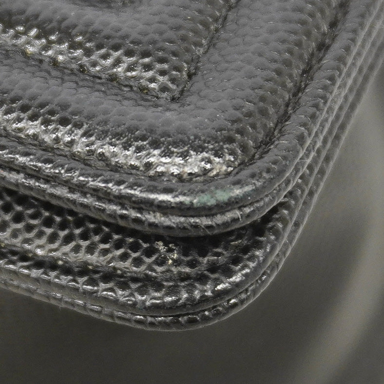 【6ka0260】シャネル ショルダーバッグ ボーイシャネル チェーンショルダー キャビアスキン ブラック シルバー金具【中古】レディース