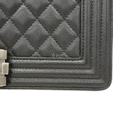 【6ka0260】シャネル ショルダーバッグ ボーイシャネル チェーンショルダー キャビアスキン ブラック シルバー金具【中古】レディース