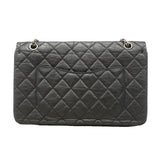 【6ka0263】シャネル ショルダーバッグ 2.55/マトラッセ Wフラップ Wチェーン マキシ レザー ブラック シルバー金具【中古】レディース