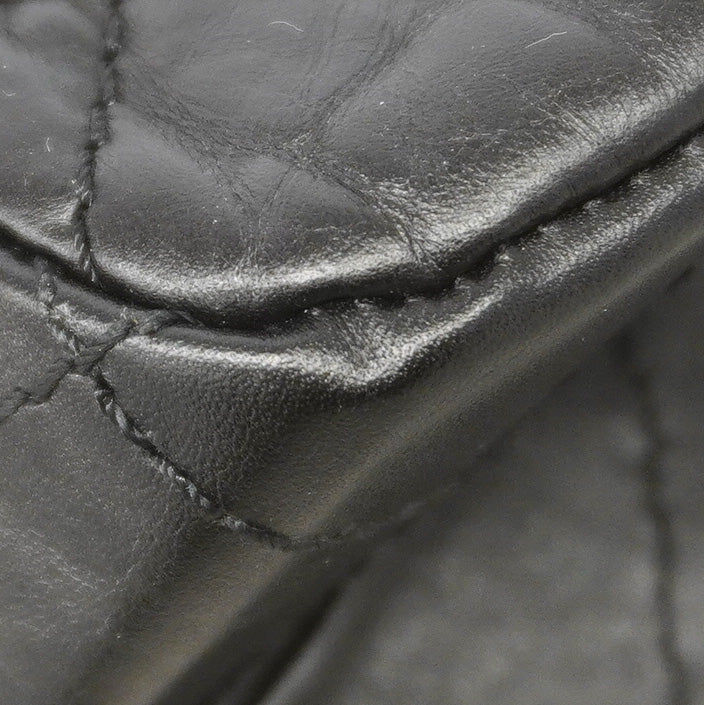 【6ka0263】シャネル ショルダーバッグ 2.55/マトラッセ Wフラップ Wチェーン マキシ レザー ブラック シルバー金具【中古】レディース