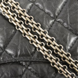 【6ka0263】シャネル ショルダーバッグ 2.55/マトラッセ Wフラップ Wチェーン マキシ レザー ブラック シルバー金具【中古】レディース