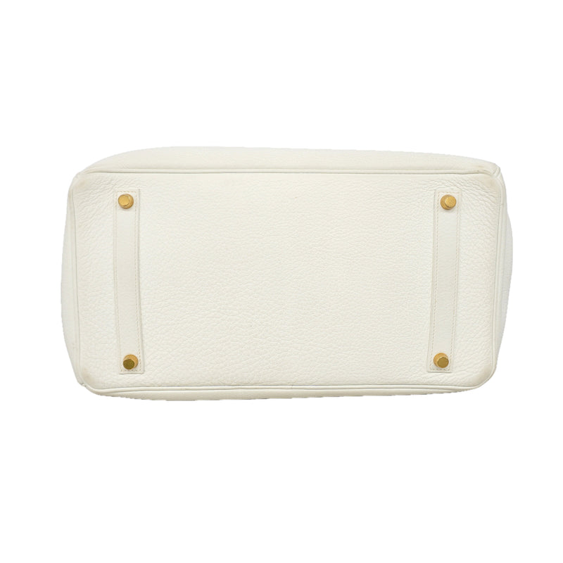 【6ka0268】エルメス ハンドバッグ バーキン35 トリヨンクレマンス ホワイト ゴールド金具 □F刻印【中古】レディース