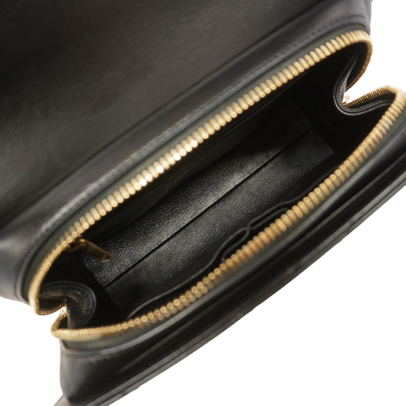 【6ka0270】シャネル ショルダーバッグ シェブロン レザー ブラック ゴールド金具【中古】レディース