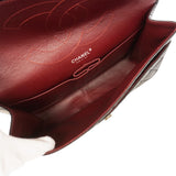 【6ka0279】シャネル ショルダーバッグ 2.55/マトラッセ Wフラップ Wチェーン マキシ レザー ブラック シルバー金具【中古】レディース