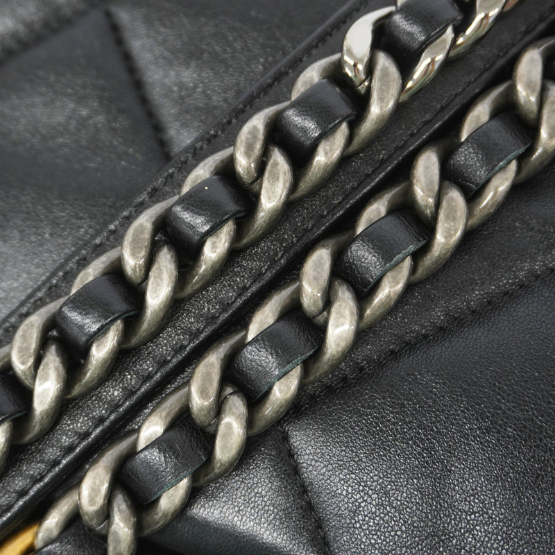 【6ka0299】シャネル ハンドバッグ チェーンショルダー シャネル19 ラムスキン ブラック ゴールド/シルバー金具 2wayバッグ【中古】レディース