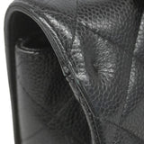 【6ka0301】シャネル ショルダーバッグ デカマトラッセ Wチェーン キャビアスキン ブラック シルバー金具【中古】レディース