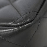 【6ka0302】シャネル ショルダーバッグ デカマトラッセ Wフラップ Wチェーン ラムスキン ブラック シルバー金具【中古】レディース