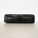 【6ka0331】シャネル ショルダーバッグ マトラッセ Wフラップ Wチェーン パテントレザー ブラック ゴールド金具【中古】レディース
