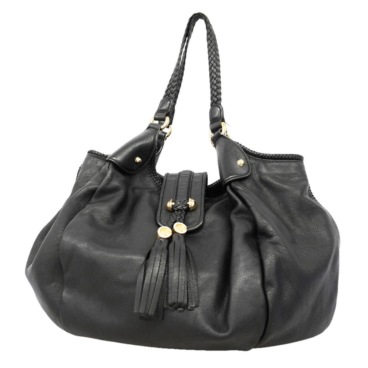 【6ka0333】グッチ トートバッグ 257029 レザー ブラック シャンパンゴールド金具【中古】レディース