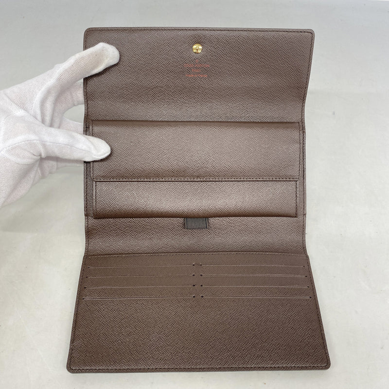 【6ka0348】ルイヴィトン 三つ折り長財布 ダミエ ポルトフォイユインターナショナル N61217 エベヌ【中古】メンズ レディース ユニセックス