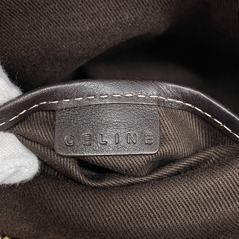 【6ka0363】セリーヌ ショルダーバッグ マカダム ナイロンキャンバス ベージュ ゴールド金具【中古】レディース