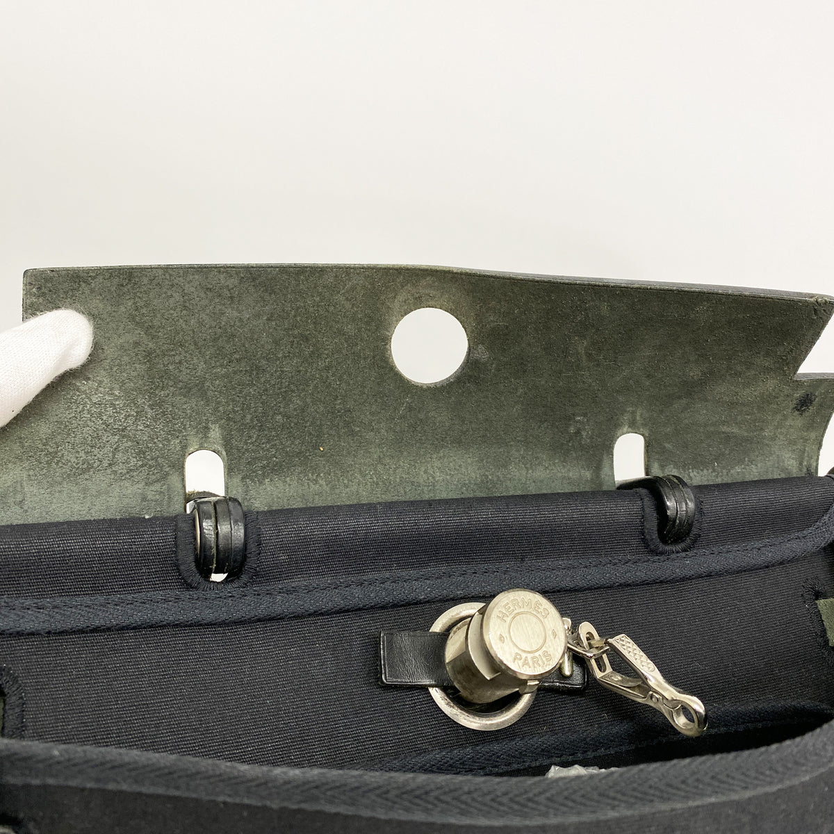 【6ka0364】エルメス ハンドバッグ エールバッグPM トワルオフィシエ ブラック シルバー金具 □E刻印 2wayバッグ【中古】レディース
