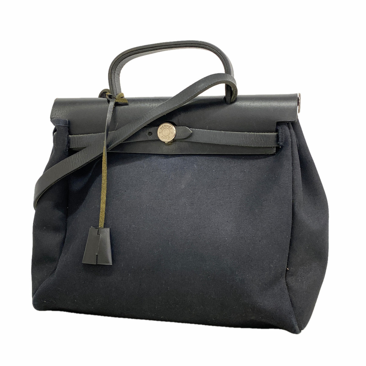 【6ka0364】エルメス ハンドバッグ エールバッグPM トワルオフィシエ ブラック シルバー金具 □E刻印 2wayバッグ【中古】レディース