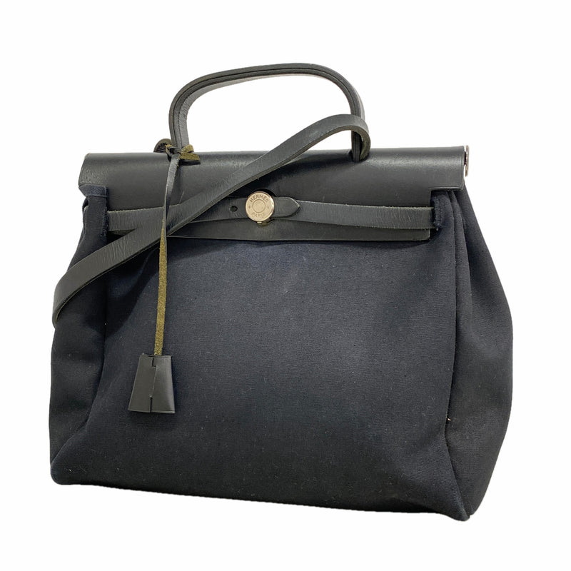 【6ka0364】エルメス ハンドバッグ エールバッグPM トワルオフィシエ ブラック シルバー金具 □E刻印 2wayバッグ【中古】レディース