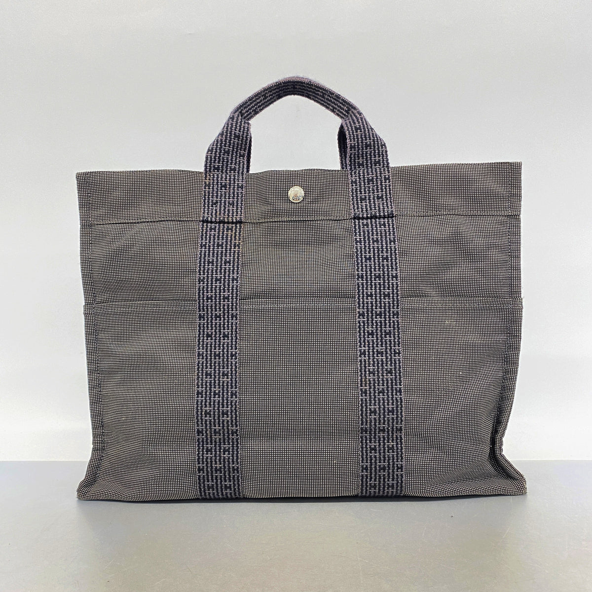 【6ka0397】エルメス トートバッグ エールラインMM ナイロン グレー シルバー金具【中古】メンズ レディース ユニセックス