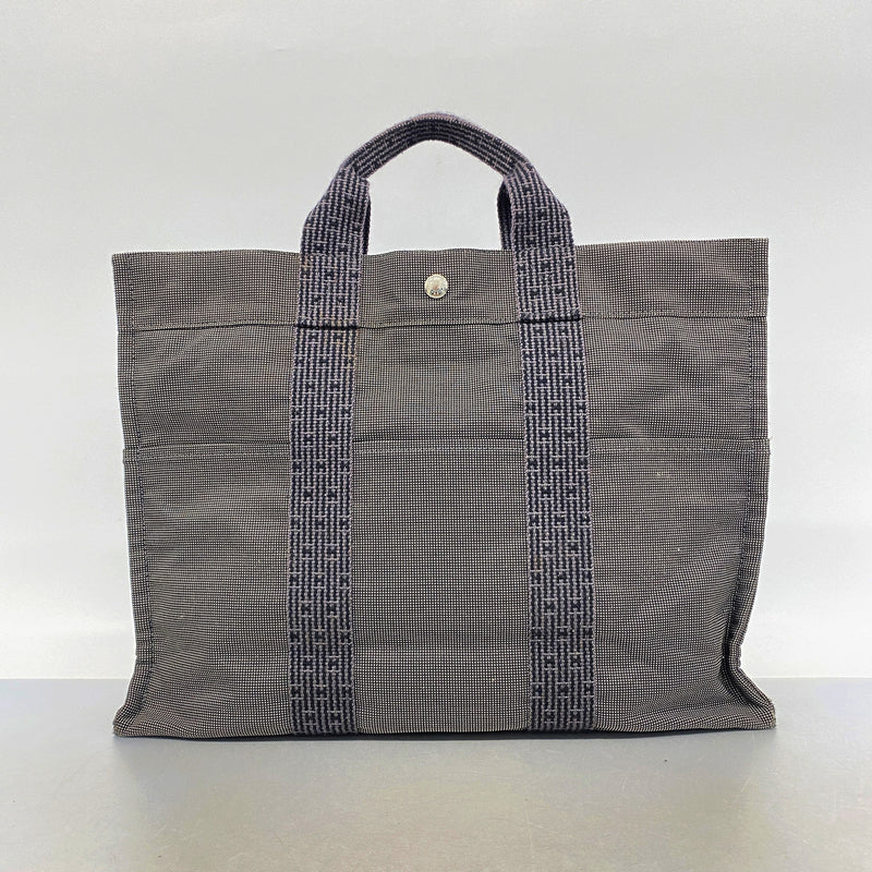 【6ka0397】エルメス トートバッグ エールラインMM ナイロン グレー シルバー金具【中古】メンズ レディース ユニセックス