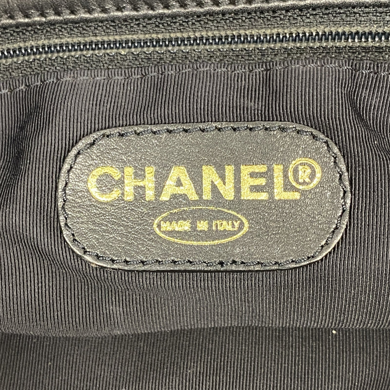 【6ka0434】シャネル トートバッグ ラムスキン ブラック ゴールド金具【中古】レディース