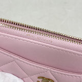 【6ka0442】シャネル コインケース マトラッセ ラムスキン ピンク シャンパンゴールド金具【中古】レディース