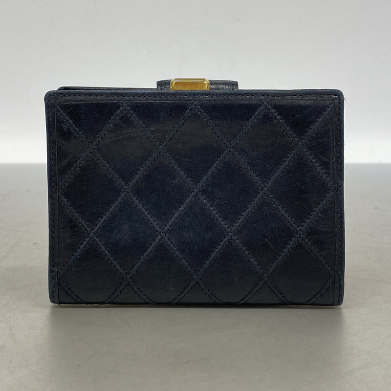 【6ka0443】シャネル 財布 ビコローレ ラムスキン ブラック ゴールド金具【中古】レディース