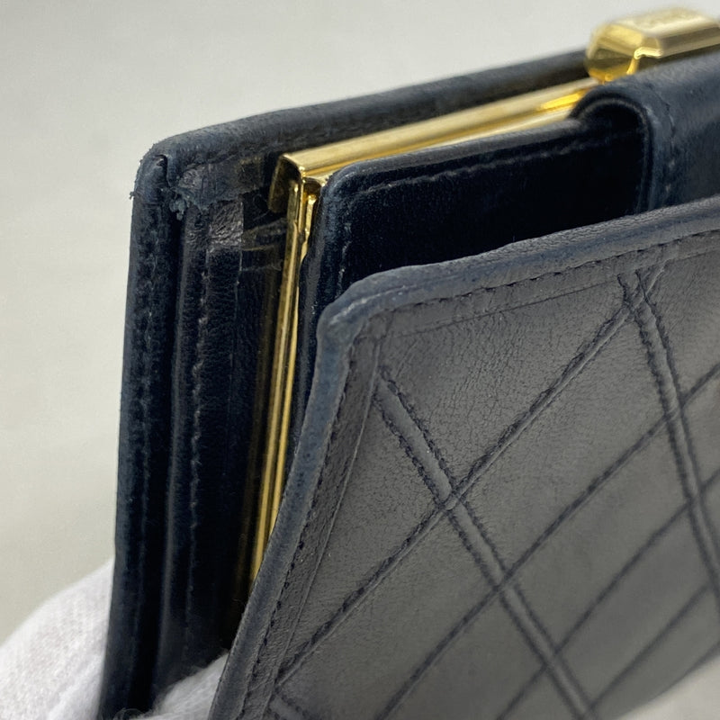 【6ka0443】シャネル 財布 ビコローレ ラムスキン ブラック ゴールド金具【中古】レディース