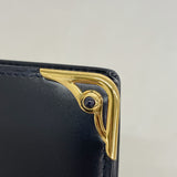 【6ka0453】カルティエ 財布 サファイア レザー ブラック ゴールド金具【中古】メンズ レディース ユニセックス