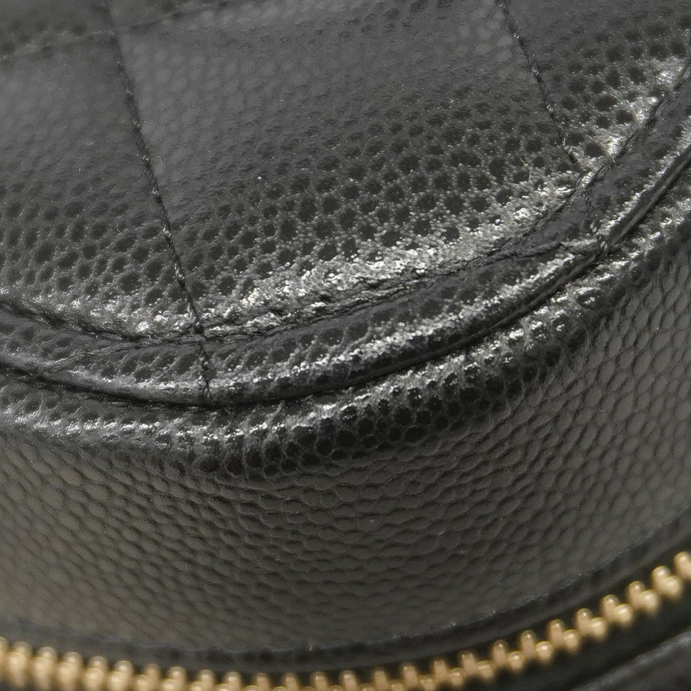 【6ka0471】シャネル バニティバッグ マトラッセ キャビアスキン ブラック シャンパンゴールド金具【中古】レディース