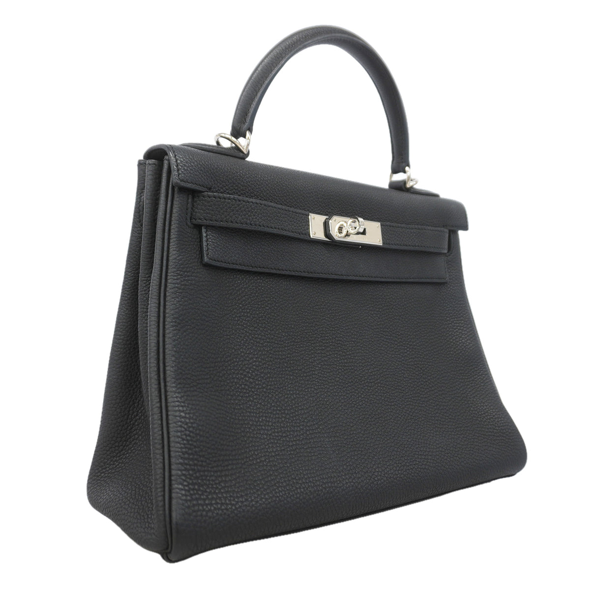 【6ka0483】エルメス ハンドバッグ ケリー28 トゴ ブラック シルバー金具 □K刻印 2wayバッグ【中古】レディース