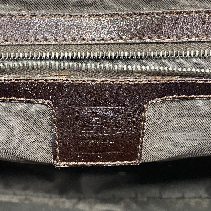 【6ka0542】フェンディ ハンドバッグ ズッカ ナイロンキャンバス ブラウン シルバー金具【中古】レディース