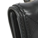 【6ka0559-e】シャネル ショルダーバッグ マトラッセ Wチェーン ラムスキン ブラック シルバー金具【中古】レディース