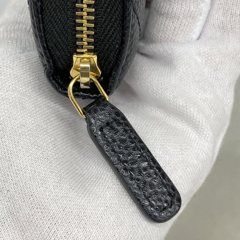 【6ka0571】シャネル 長財布 マトラッセ キャビアスキン ブラック ゴールド金具【中古】レディース
