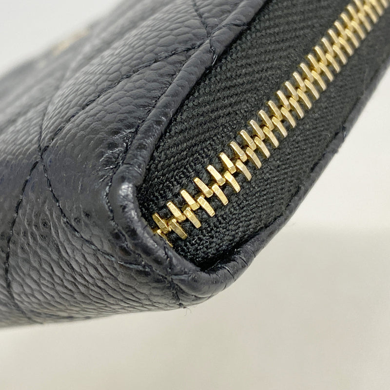 【6ka0571】シャネル 長財布 マトラッセ キャビアスキン ブラック ゴールド金具【中古】レディース