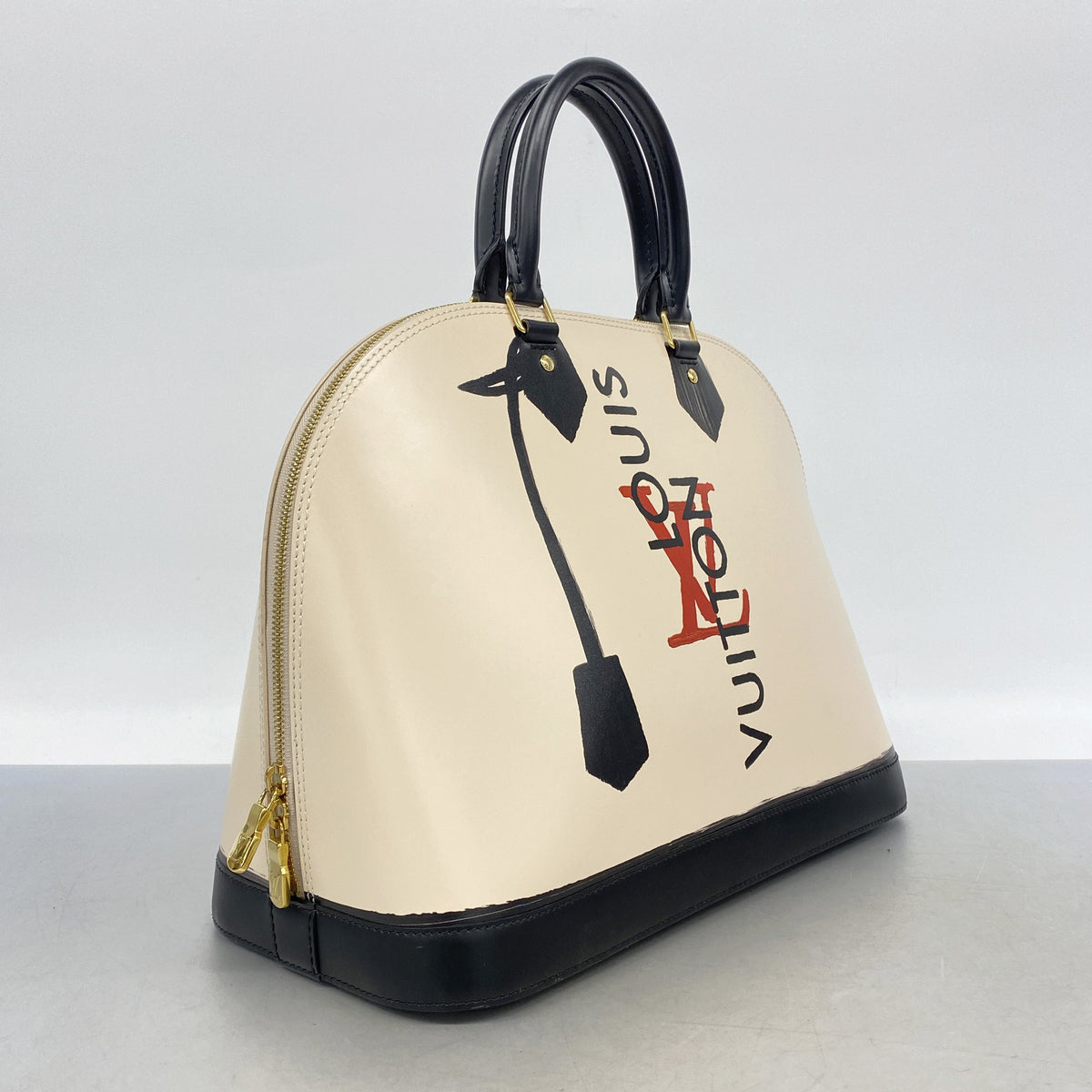 【6ka0588】ルイヴィトン ハンドバッグ トロンプルイユ アルマGM M23598 ブラック ベージュ【中古】レディース