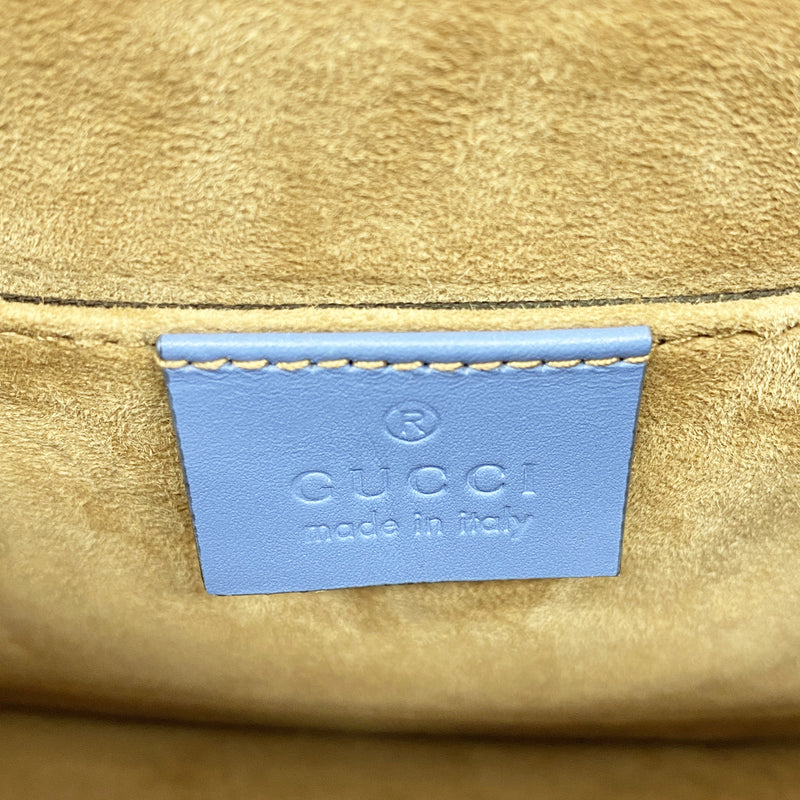 【6ka0591】グッチ ハンドバッグ シルヴィ 470270 レザー ブルー ゴールド金具 2wayバッグ【中古】レディース