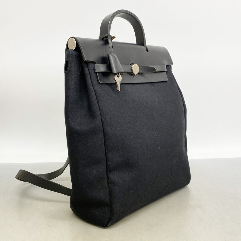【6ka0601】エルメス リュック・デイパック エールバッグアド トワルオフィシエ ブラック シルバー金具 □C刻印【中古】レディース