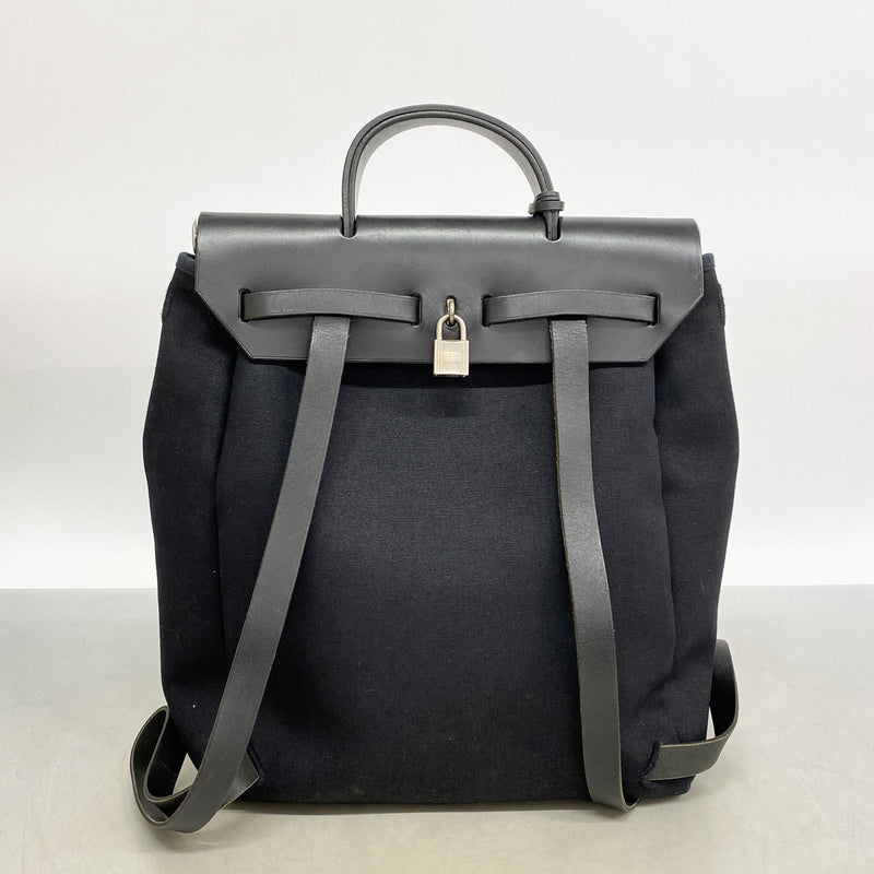 【6ka0601】エルメス リュック・デイパック エールバッグアド トワルオフィシエ ブラック シルバー金具 □C刻印【中古】レディース