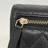 【6ka0603】シャネル 三つ折り財布 マトラッセ キャビアスキン ブラック ゴールド金具【中古】レディース