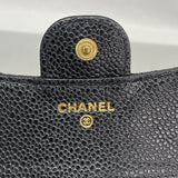 【6ka0603】シャネル 三つ折り財布 マトラッセ キャビアスキン ブラック ゴールド金具【中古】レディース