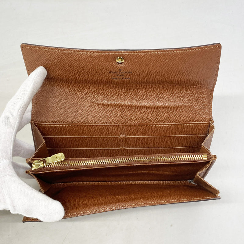 【6kb0649】ルイヴィトン 長財布 モノグラム ポシェットポルトモネクレディ M61726 ブラウン【中古】レディース
