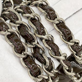 【6kb0662】シャネル ショルダーバッグ デカマトラッセ Wチェーン パテントレザー パープル シルバー金具【中古】レディース