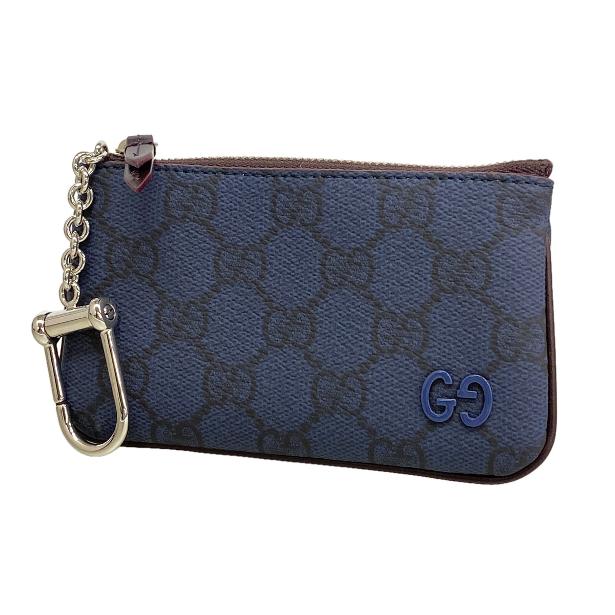 【6kb0686】グッチ コインケース GGスプリーム 820666 PVC ネイビー シルバー金具【中古】メンズ