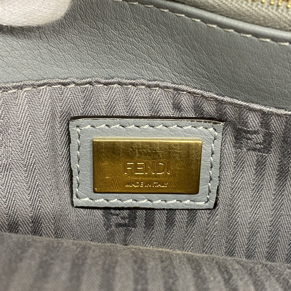 【6kb0708】フェンディ ハンドバッグ レザー グレー ゴールド金具 2wayバッグ【中古】レディース