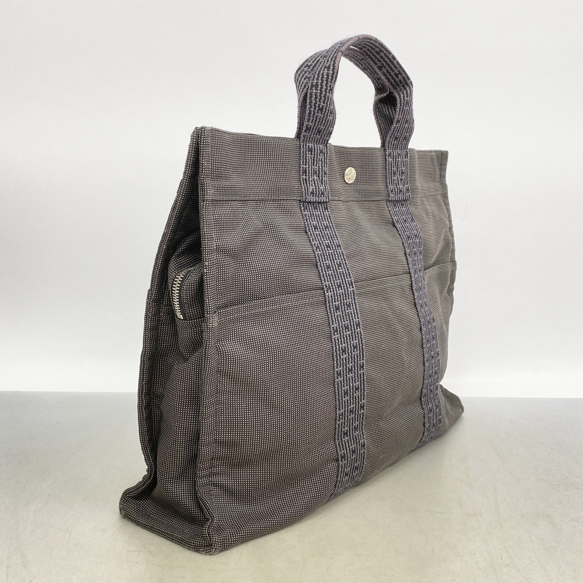 【6kb0710】エルメス トートバッグ エールラインMM ナイロン グレー シルバー金具【中古】メンズ レディース ユニセックス