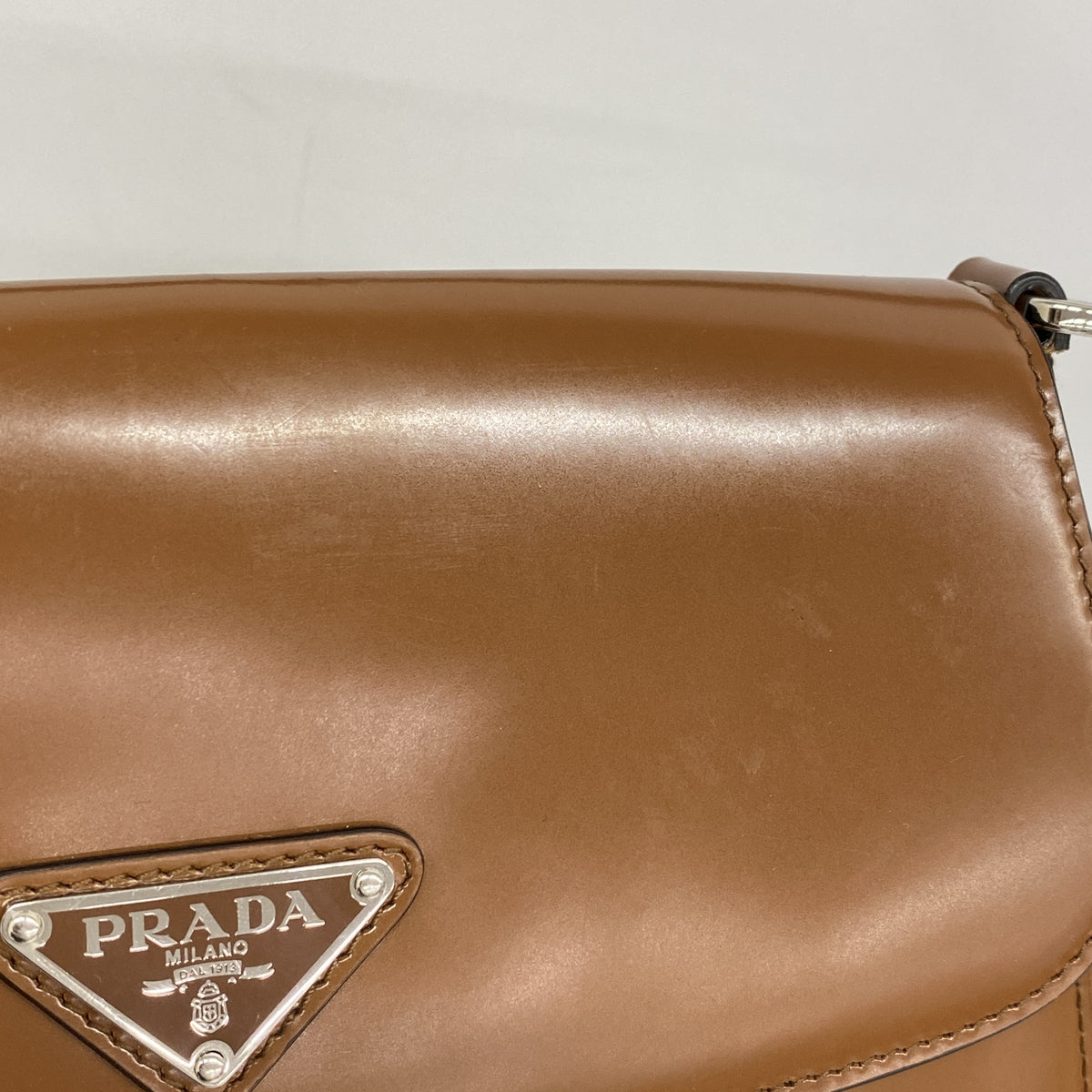 【6kb0729】プラダ ショルダーバッグ クレオ レザー ブラウン シルバー金具【中古】レディース