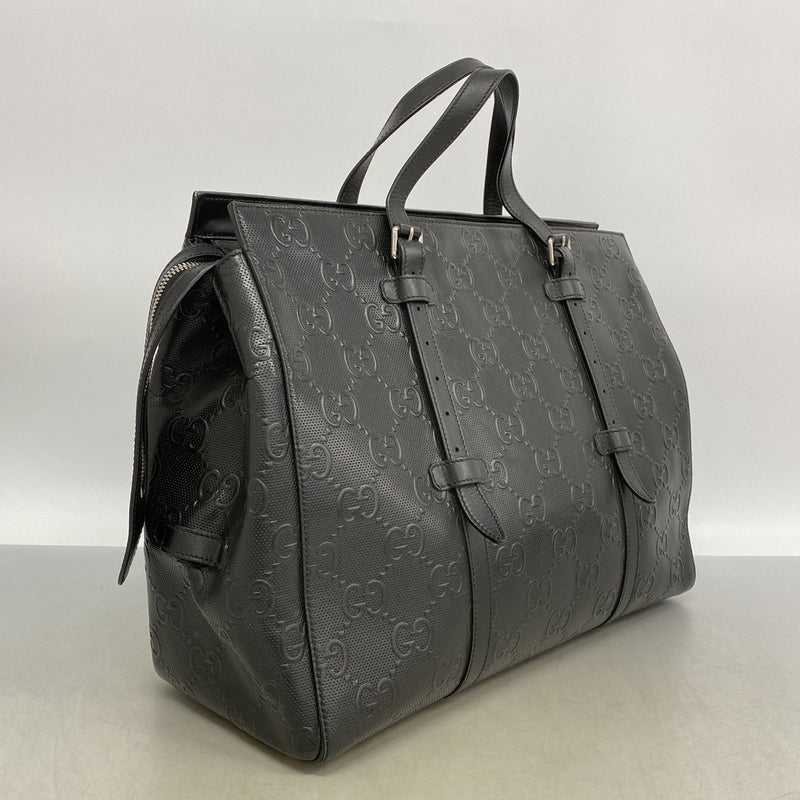【6kb0730】グッチ トートバッグ GGエンボス 625772 レザー ブラック シルバー金具【中古】メンズ
