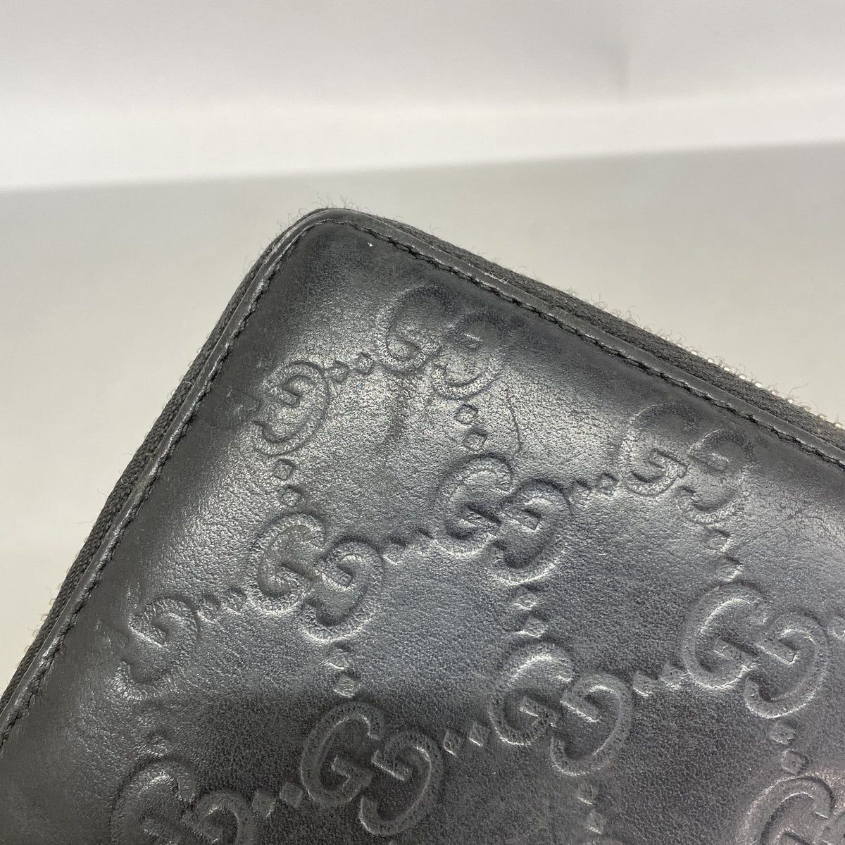 【6kb0735】グッチ 長財布 グッチシマ 233025 レザー ブラック シルバー金具【中古】レディース